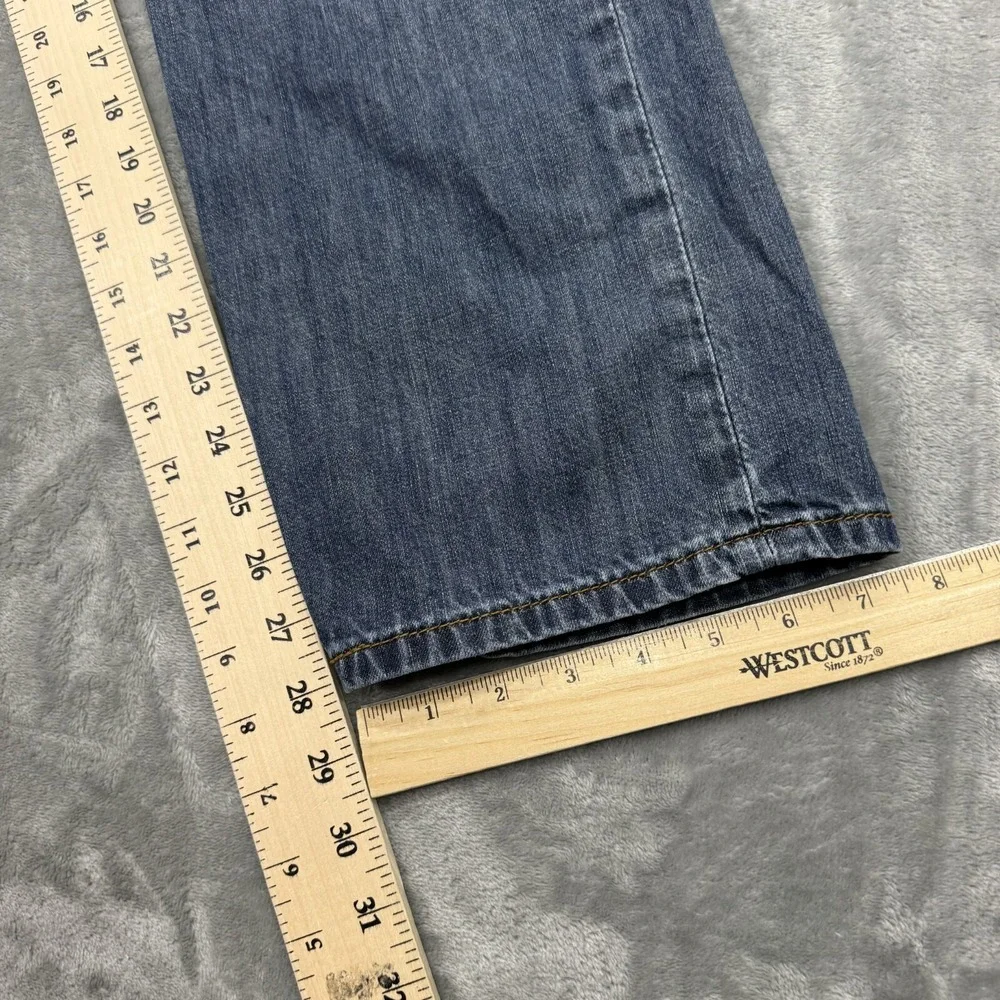 Levis Jeans Mens 34x30 Blue 514 Straight Fit Medium Wash Denim Work Logo Casual